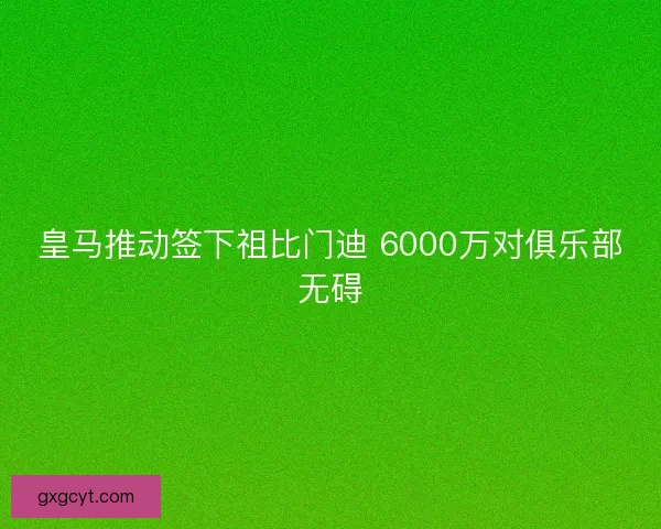 皇马推动签下祖比门迪 6000万对俱乐部无碍